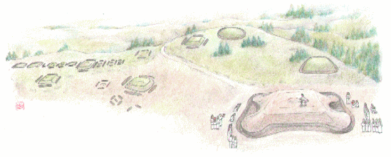 杉谷古墳群・杉谷A遺跡 復元図(右手前が杉谷4号墳)