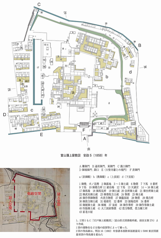 図1富山藩上屋敷絵図の空間利用