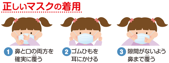 正しいマスクの着用　出典：首相官邸ホームページより