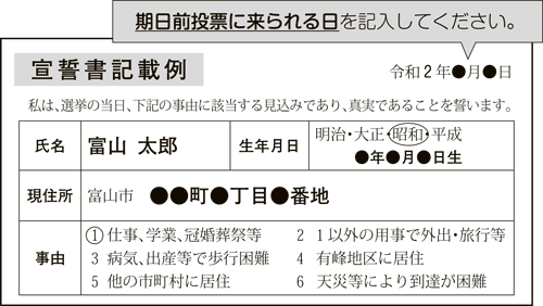 画像：宣誓書記載例