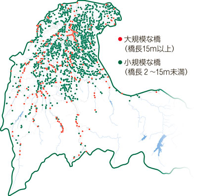 地図：富山市「橋」の分布図
