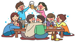 イラスト：大人数や長時間に及ぶ飲食