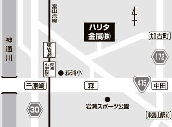 地図：ハリタ金属（株）富山支店（森二丁目9-20）