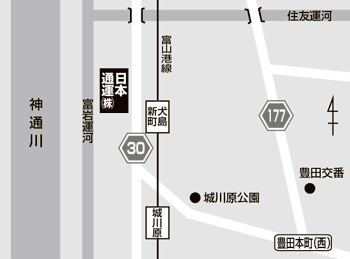 地図：日本通運（株）富山支店営業課（上野新町4-21）