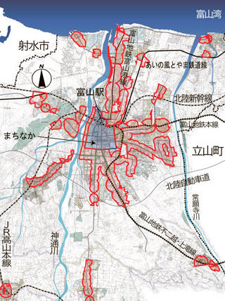 地図：公共交通沿線