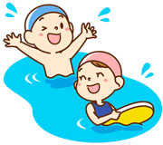 画像：水泳する子どもたち