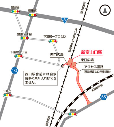 地図：新富山口駅