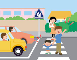 イラスト：安全に横断するためにハンドサインで意思表示!