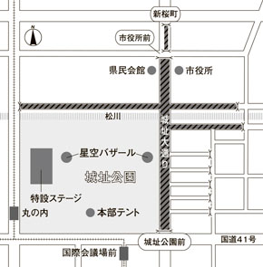 地図：富山まつり 会場案内・交通規制図
