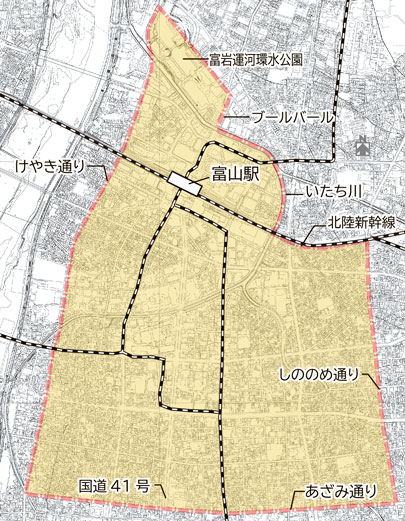地図：まちなか　対象地域