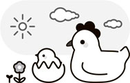 イラスト：にわとりの親子