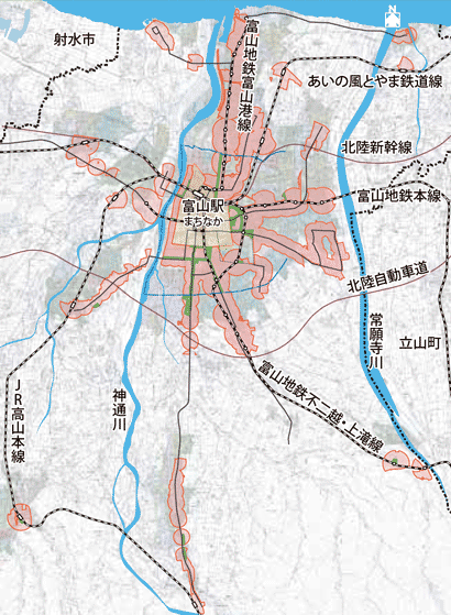 公共交通沿線の対象区域