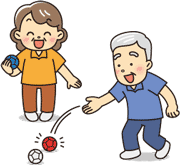 ニュースポーツ体験する人々のイラスト