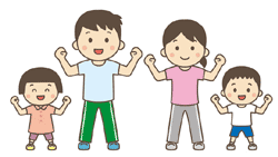 運動をする親子のイラスト