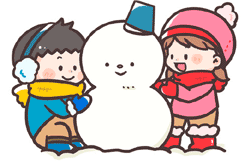 雪だるまを作る子供のイラスト