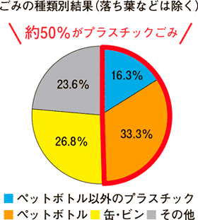 ごみの種類別結果（落ち葉などは除く）